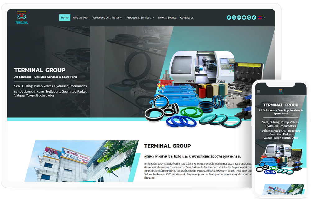 ทำเว็บไซต์ ศูนย์รวมบริการโซลูชันด้าน ซีล (Seal), โอริง (O-Ring), อุปกรณ์ไฮดรอลิก (Hydraulic) และ อุปกรณ์นิวเมติกส์ (Pneumatics) ครบวงจร